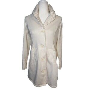 Prana Ivory Button Front Organic Cotton Roll Collar Mini Mariska Jacket Small